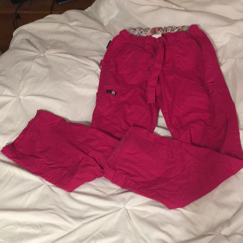 Hot pink Koi scrub pants